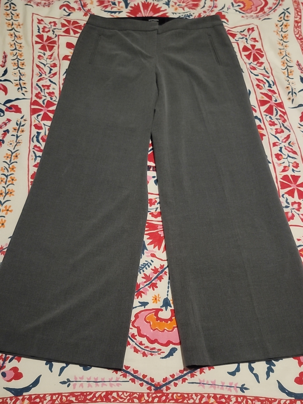 Express Stretch Womens Gray Wide Leg Crop Tailord Dress Pants